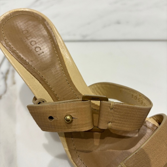 Gucci Sand, Pelle S Cuoio Gaudi Antic Heels/Sandals Size 5.5B - Picture 6 of 11